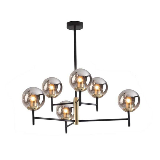 Modern Multi-Layer Radial Ceiling Chandelier With 6/8 Lights - Blue Amber And Smoke Gray Glass Ideal