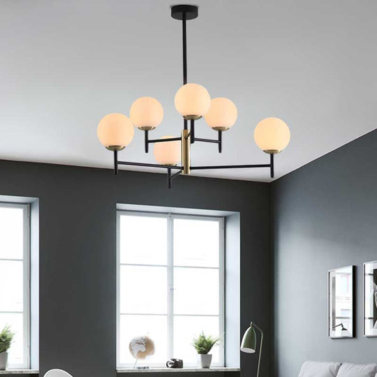 Modern Multi-Layer Radial Ceiling Chandelier With 6/8 Lights - Blue Amber And Smoke Gray Glass Ideal