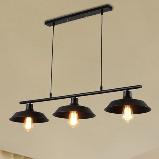 Industrial Black Metal Pendant Lighting - 3-Light Island Fixture For Bedroom.