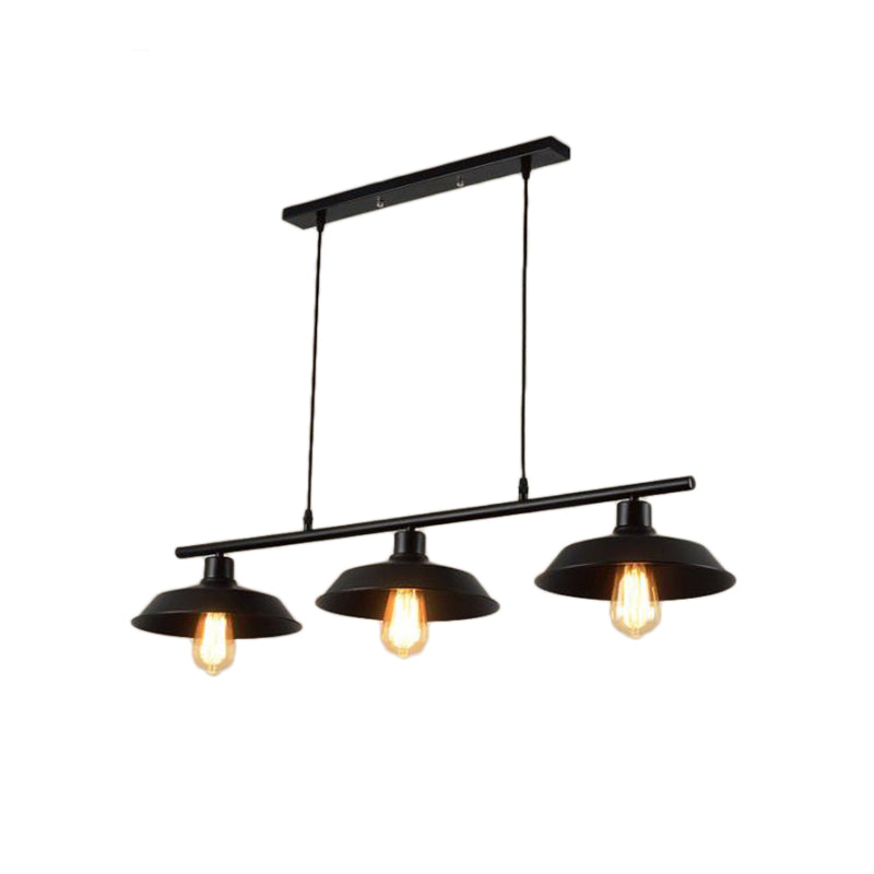 Industrial Black Metal Pendant Lighting - 3-Light Island Fixture For Bedroom.