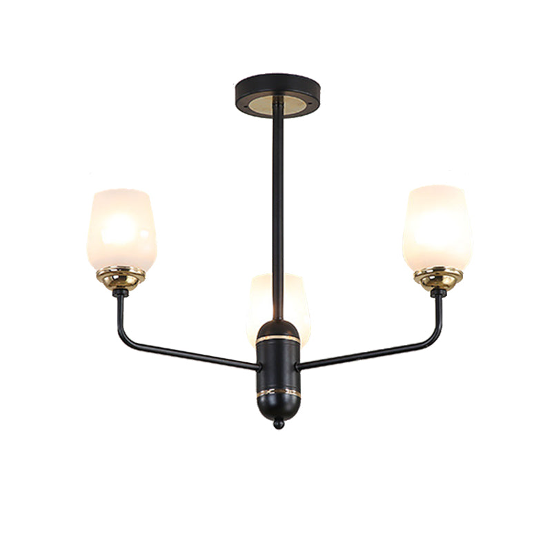 Traditional Black Cup Shape Chandelier With Clear Glass: 3/6/8 Lights Pendant Light Fixture For