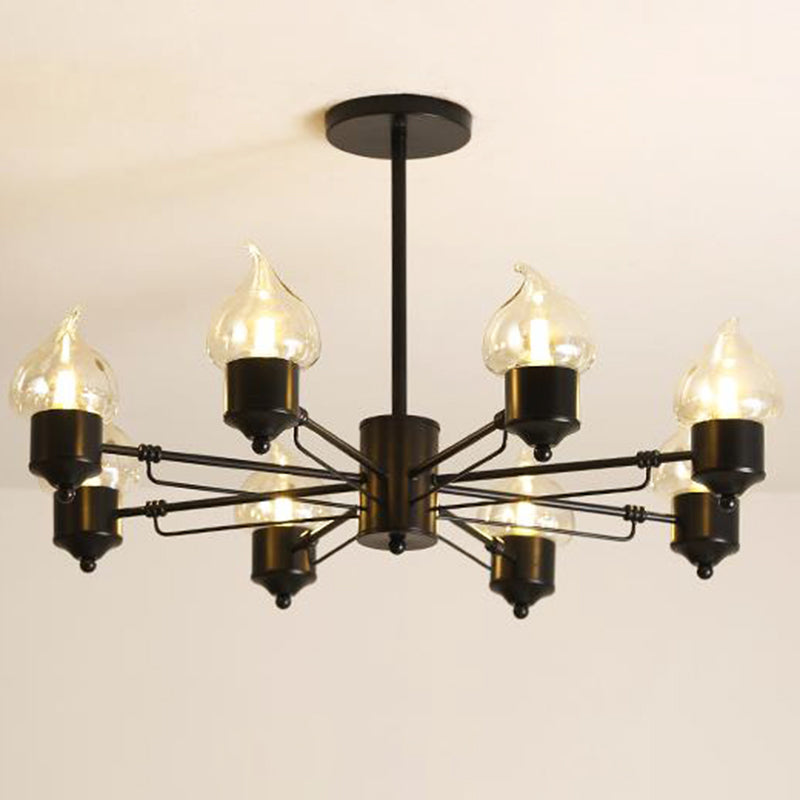 Traditional Clear Glass Chandelier With 3/6/8 Lights - Black Pendant Lighting For Living Room 8 /