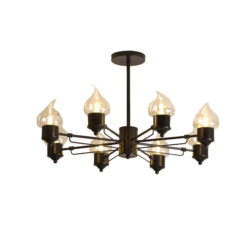 Traditional Clear Glass Chandelier With 3/6/8 Lights - Black Pendant Lighting For Living Room