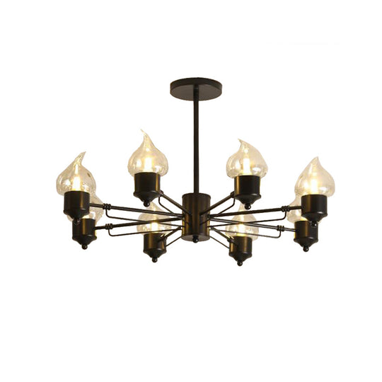 Traditional Clear Glass Chandelier With 3/6/8 Lights - Black Pendant Lighting For Living Room