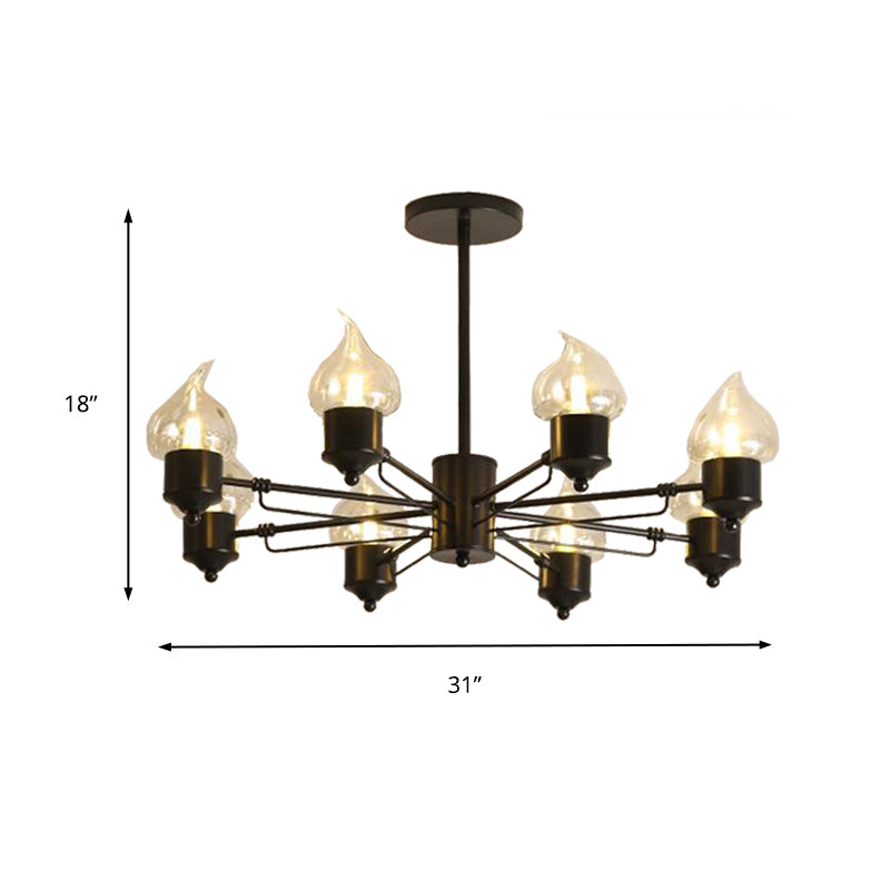 Traditional Clear Glass Chandelier With 3/6/8 Lights - Black Pendant Lighting For Living Room