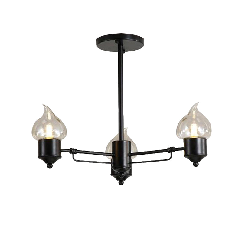 Traditional Clear Glass Chandelier With 3/6/8 Lights - Black Pendant Lighting For Living Room