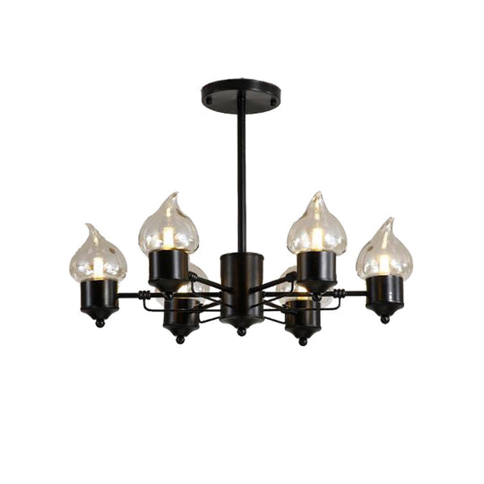 Traditional Clear Glass Chandelier With 3/6/8 Lights - Black Pendant Lighting For Living Room