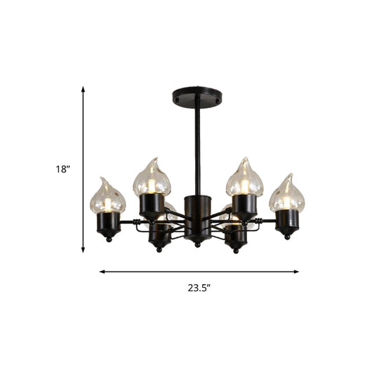 Traditional Clear Glass Chandelier With 3/6/8 Lights - Black Pendant Lighting For Living Room