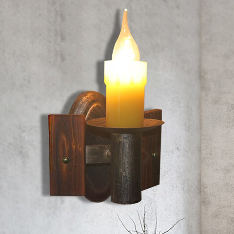 Industrial Wall Sconce With Clear Glass And Bronze Finish - 1-Light Candle Mount