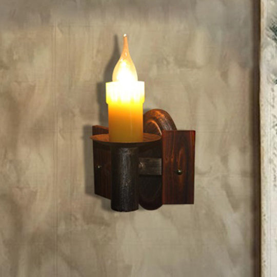 Industrial Wall Sconce With Clear Glass And Bronze Finish - 1-Light Candle Mount