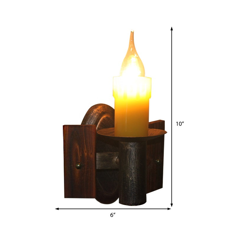 Industrial Wall Sconce With Clear Glass And Bronze Finish - 1-Light Candle Mount