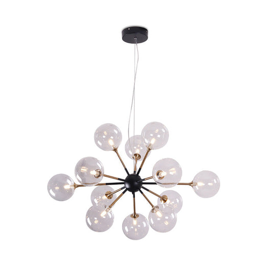 Modern 12-Light Clear Glass Sputnik Chandelier for Living Room - Simple Style