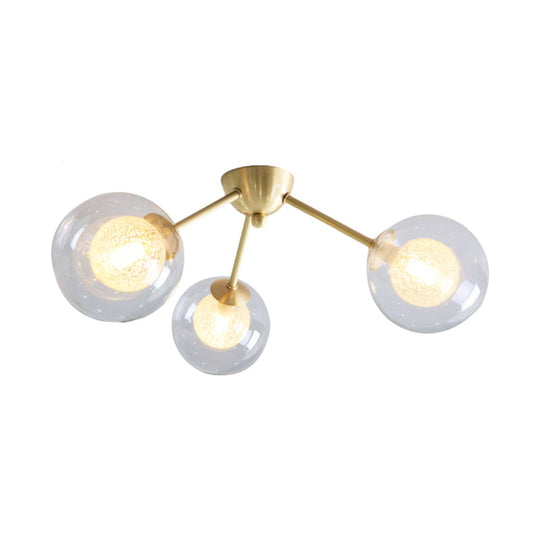 Global Semi Flush Mount Light Fixture in Gold with Clear/Amber/Smoke Glass and LED lights - Perfect for Modern Bedrooms