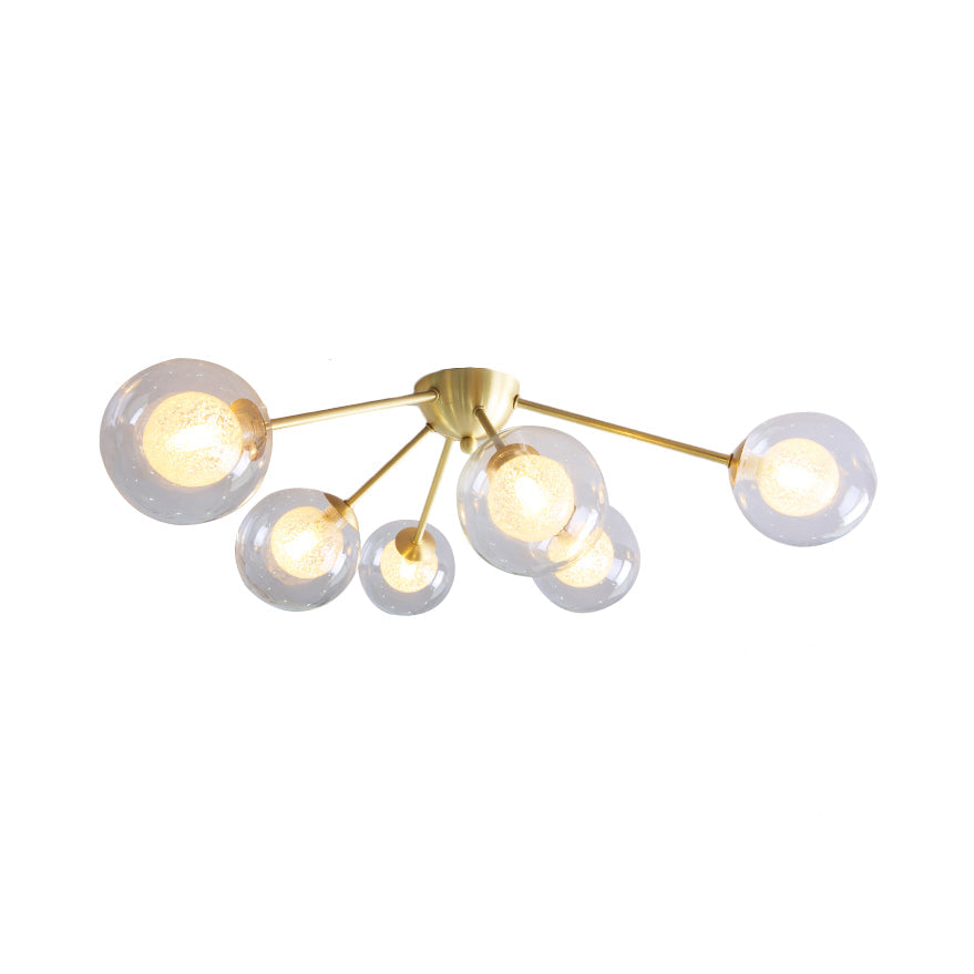 Global Semi Flush Mount Light Fixture in Gold with Clear/Amber/Smoke Glass and LED lights - Perfect for Modern Bedrooms