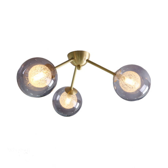 Global Semi Flush Mount Light Fixture in Gold with Clear/Amber/Smoke Glass and LED lights - Perfect for Modern Bedrooms