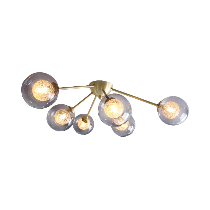 Global Semi Flush Mount Light Fixture in Gold with Clear/Amber/Smoke Glass and LED lights - Perfect for Modern Bedrooms