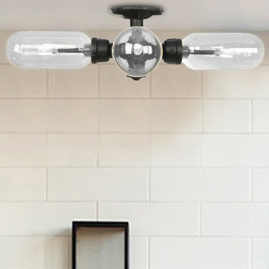 With a Pipe Design: Industrial Metal Black Sconce Light featuring Capsule Shade, Wall Lighting Fixture for Living Room (4/5/6 Lights)