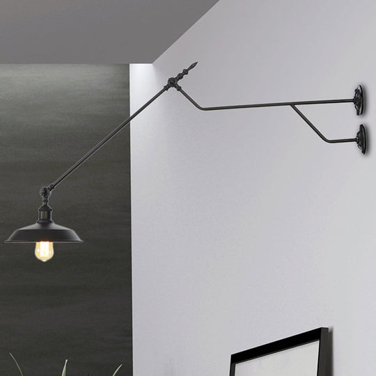 1-Light Metal Matte Black Sconce Lamp - Industrial Wall Mounted Lighting For Indoor Spaces