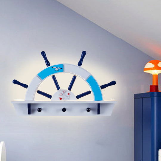 Nautical-Style Sky Blue Acrylic Half-Rudder Wall Light For Boys Bedroom