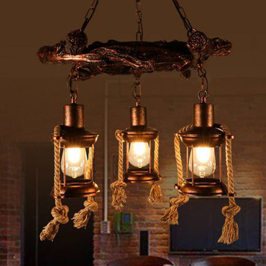 Clear Glass Vintage Style Kerosene Chandelier - 3/7-Light Bronze Pendant for Dining Room Lighting