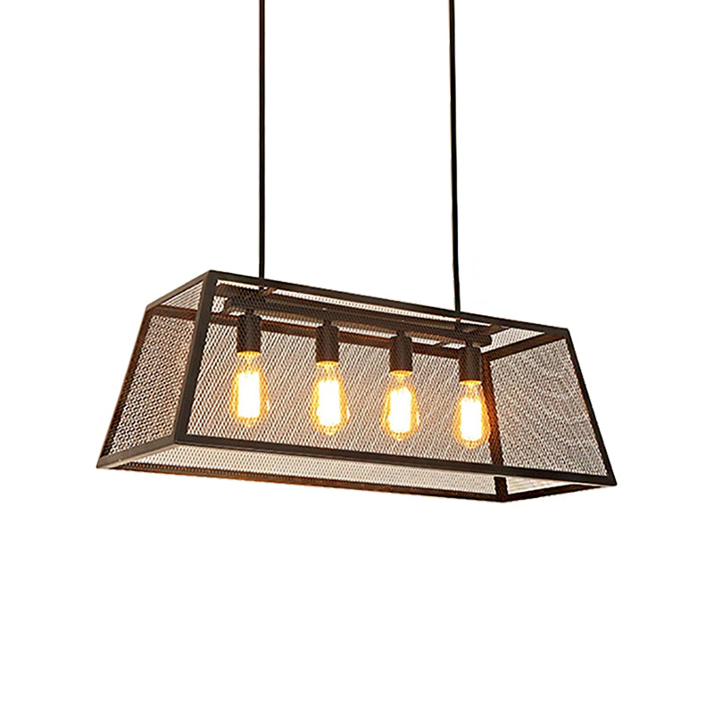 Industrial Black Metal Pendant Light Fixture - 4 Rectangular Frame Chain/Downrods Included