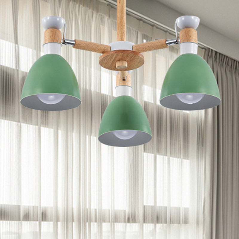 Study Room Ceiling Mount Light - Domed Metal Lamp With 3 Macaron Lights