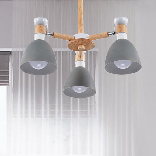 Study Room Ceiling Mount Light - Domed Metal Lamp With 3 Macaron Lights