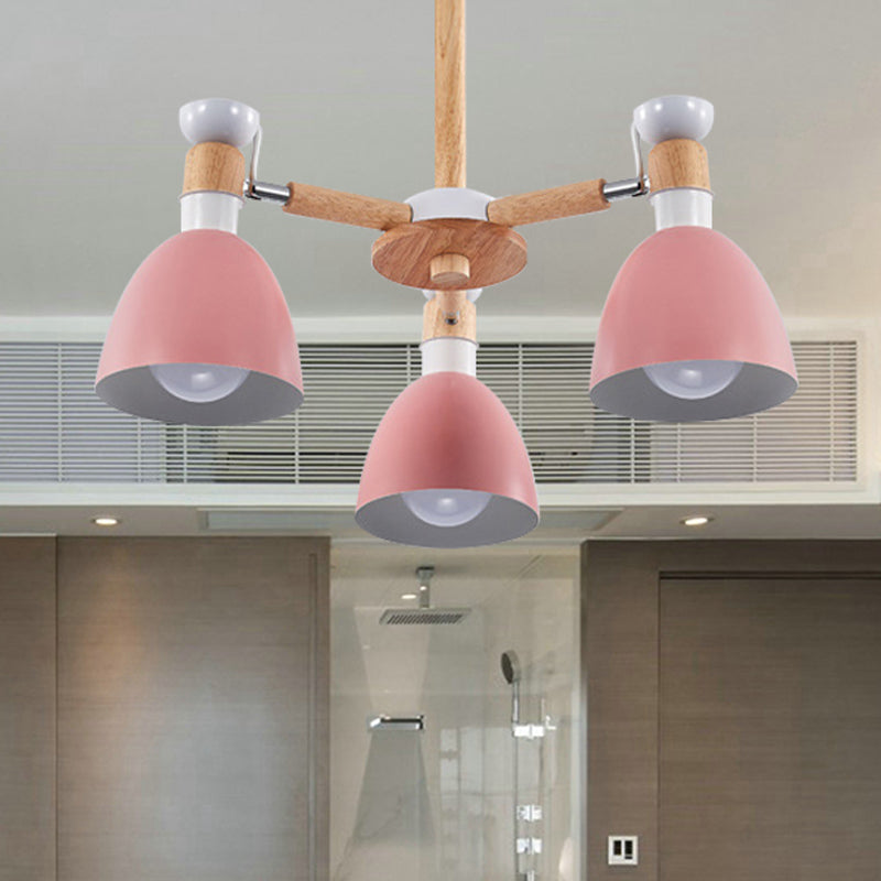 Study Room Ceiling Mount Light - Domed Metal Lamp With 3 Macaron Lights