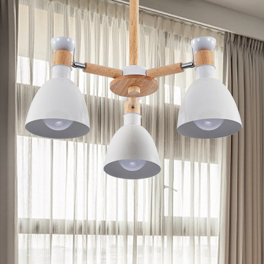 Study Room Ceiling Mount Light - Domed Metal Lamp With 3 Macaron Lights