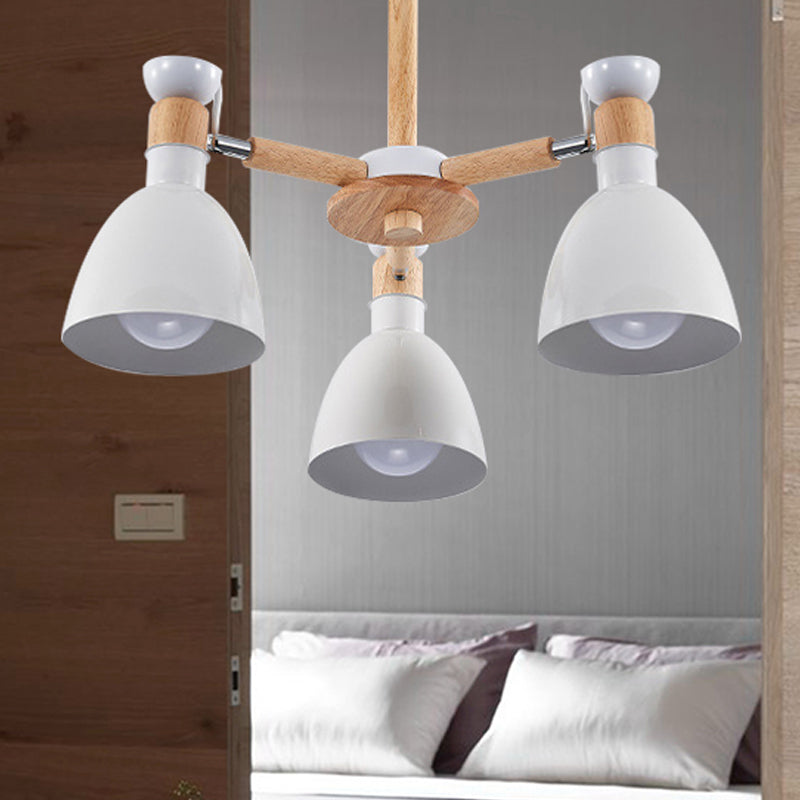 Study Room Ceiling Mount Light - Domed Metal Lamp With 3 Macaron Lights