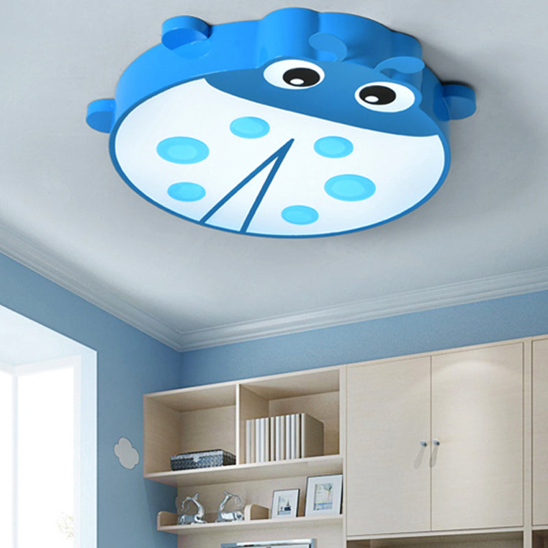 Baby Room Cartoon Ladybug Ceiling Mount Light - Slim Acrylic & Metal Lamp