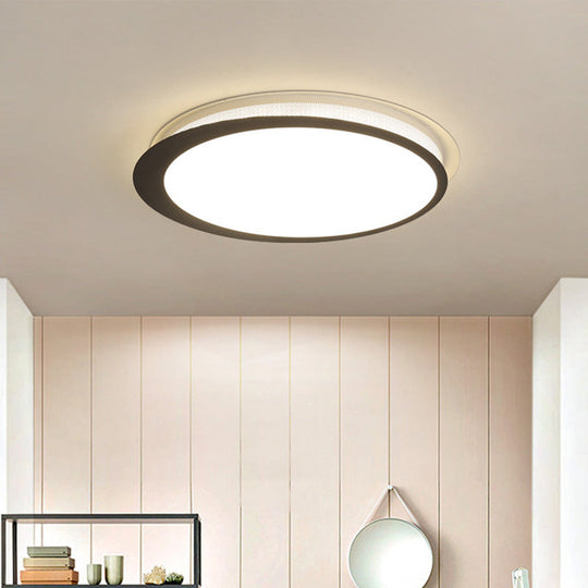 Contemporary Metal LED Ceiling Mount Lamp - Circle Flush Light Fixture with Acrylic Diffuser in White/Warm Light