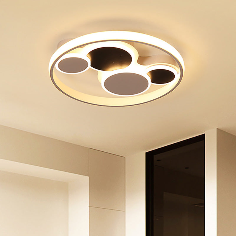 White LED Circle Flush Mount Ceiling Light for Living Room, 16.5"/19.5" Wide