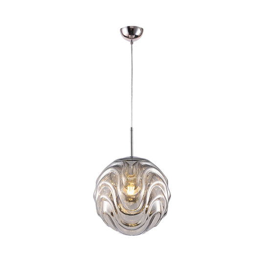 Magalie - Contemporary 1 Light Pendant Light - Black/Silver/Blue Glass Shade â€“