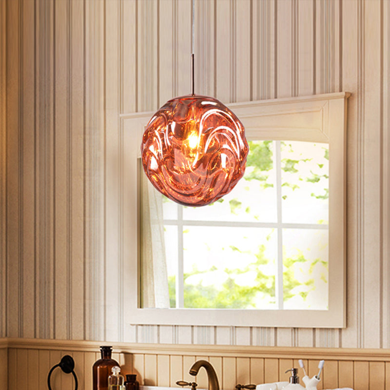 Modern Glass Pendant Light With Multi-Colored Shade - Meringue Hanging Ceiling Fixture Rose Gold