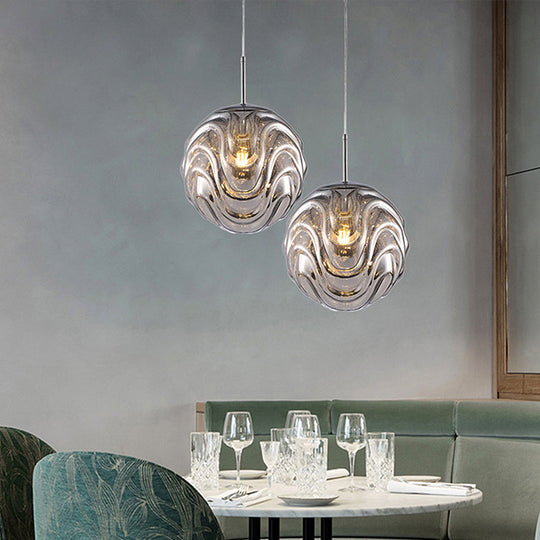 Magalie - Contemporary 1 Light Pendant Light - Black/Silver/Blue Glass Shade â€“