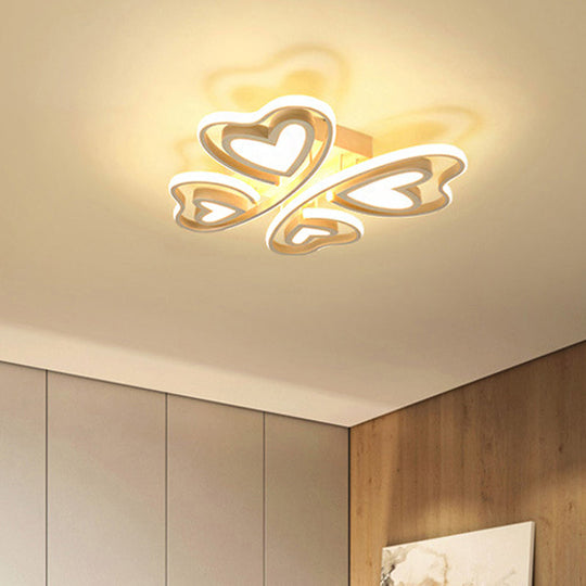 Girls Bedroom Led Flush Ceiling Light: Loving-Heart Acrylic Butterfly Lamp White / 21 Warm