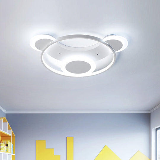 White Bear Face Kindergarten Ceiling Light - Acrylic Animal Lamp