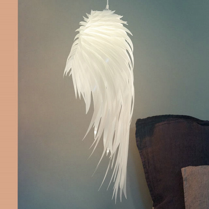 Contemporary White Wing Ceiling Pendant - 1 Light Plastic 23.5/35.5/47 Wide