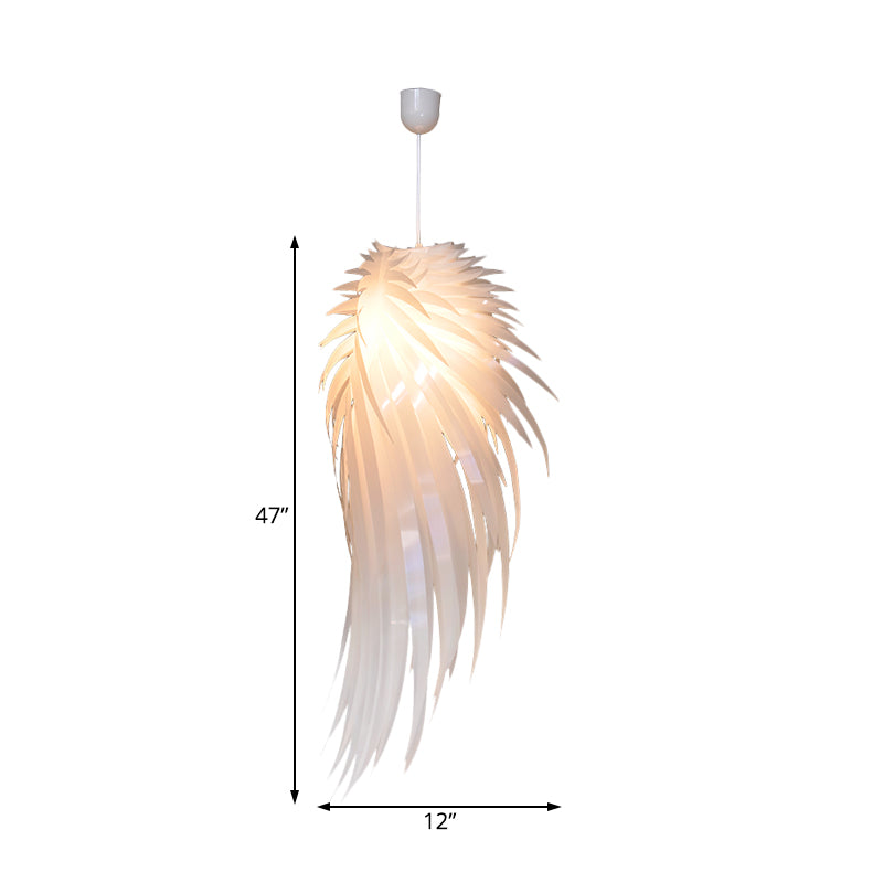 Contemporary White Wing Ceiling Pendant - 1 Light Plastic 23.5/35.5/47 Wide