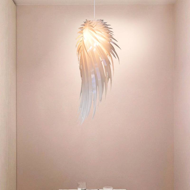 Contemporary White Wing Ceiling Pendant - 1 Light Plastic 23.5/35.5/47 Wide