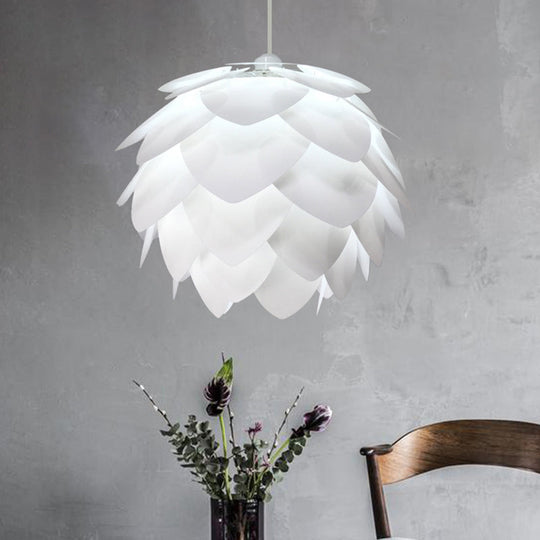 White Squama Pendant Light - Nordic Style Suspended Plastic Fixture For Dining Room