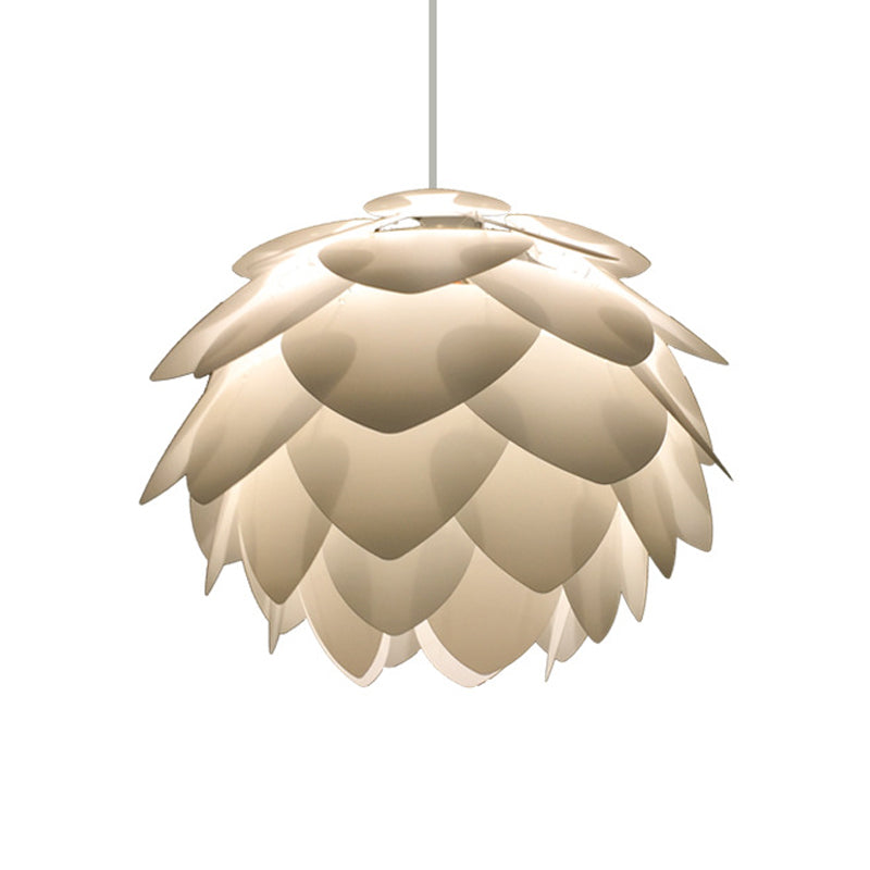 White Squama Pendant Light - Nordic Style, 1-Light Suspension for Dining Room