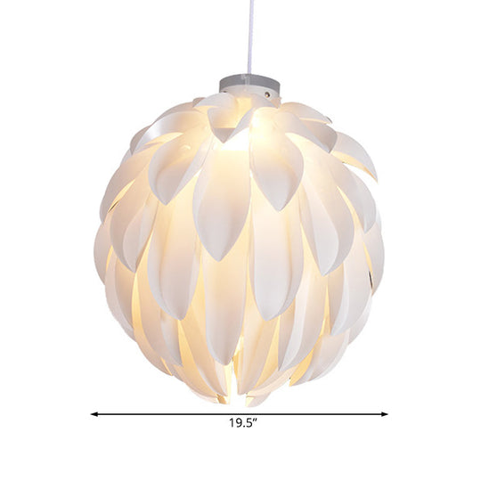 Art Deco Flower Pendant Light - White Plastic Ceiling For Dining Room 16/19.5 Wide