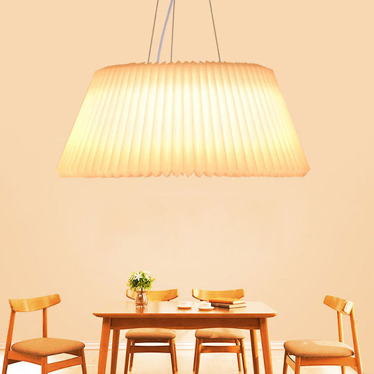 White Plastic Barrel Ceiling Pendant Lamp - Modern 1 Light Restaurant Pendant, 18"/22.5" Wide