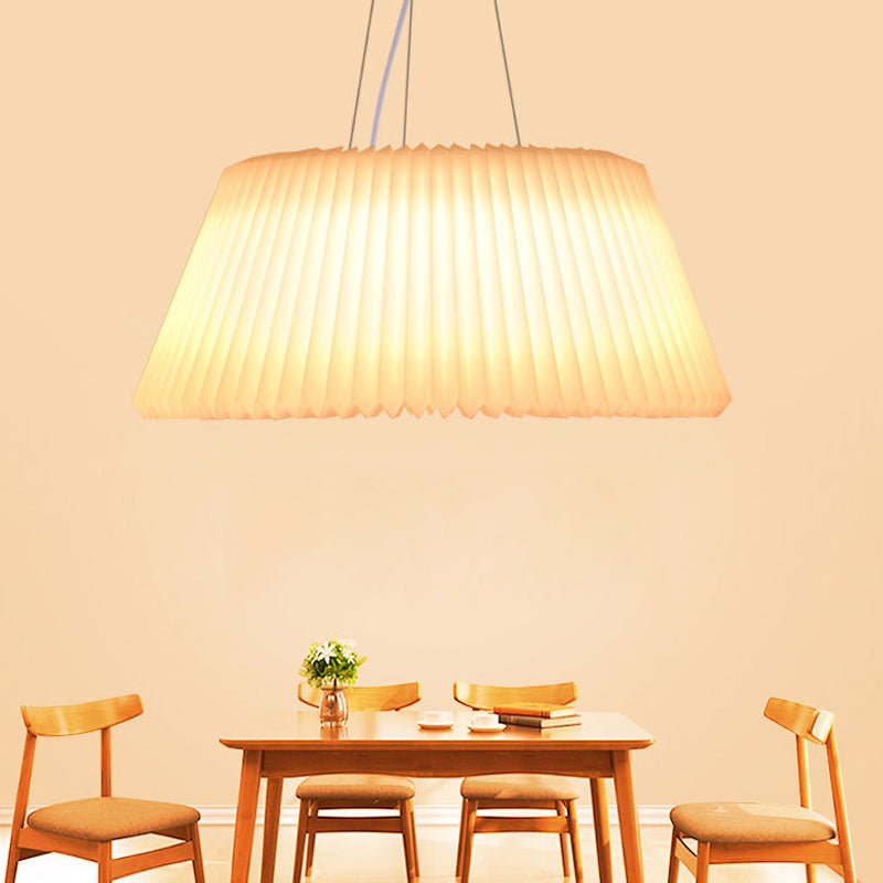 White Modern Barrel Ceiling Pendant - Plastic 1 Light Restaurant Lamp (18/22.5 Wide) / 18