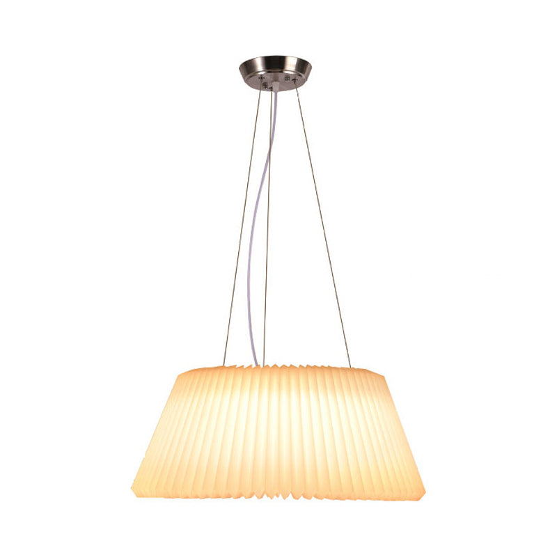 White Plastic Barrel Ceiling Pendant Lamp - Modern 1 Light Restaurant Pendant, 18"/22.5" Wide