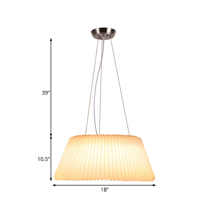 White Plastic Barrel Ceiling Pendant Lamp - Modern 1 Light Restaurant Pendant, 18"/22.5" Wide