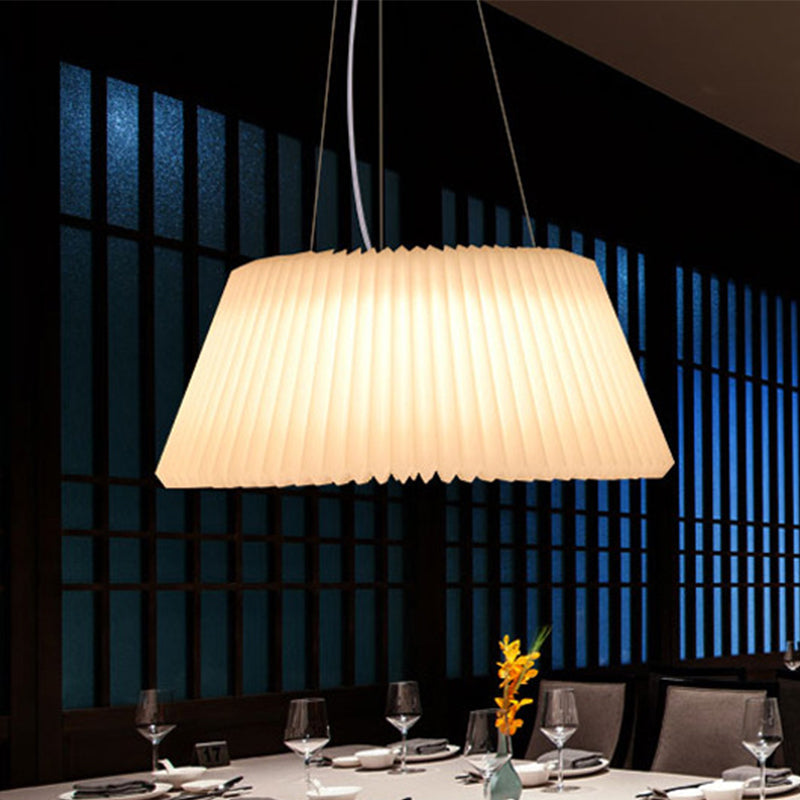 White Modern Barrel Ceiling Pendant - Plastic 1 Light Restaurant Lamp (18/22.5 Wide) / 22.5