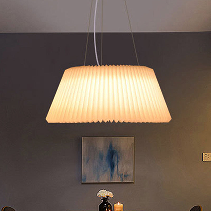 White Plastic Barrel Ceiling Pendant Lamp - Modern 1 Light Restaurant Pendant, 18"/22.5" Wide